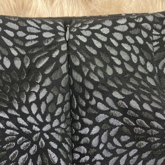 Loft Faux Wrap Black Metallic Floral Embossed Mini Skirt - Picture 6 of 7